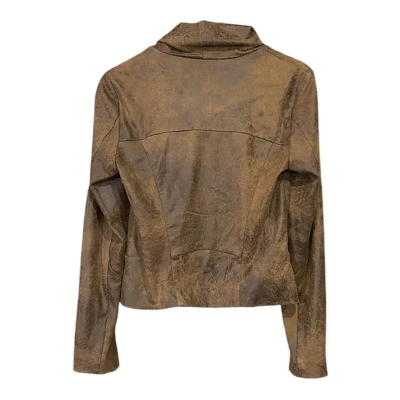 Silence + Noise Urban Outfitters Vegan Faux Leather Distressed Moto Jacket Small - Picture 2 of 9
